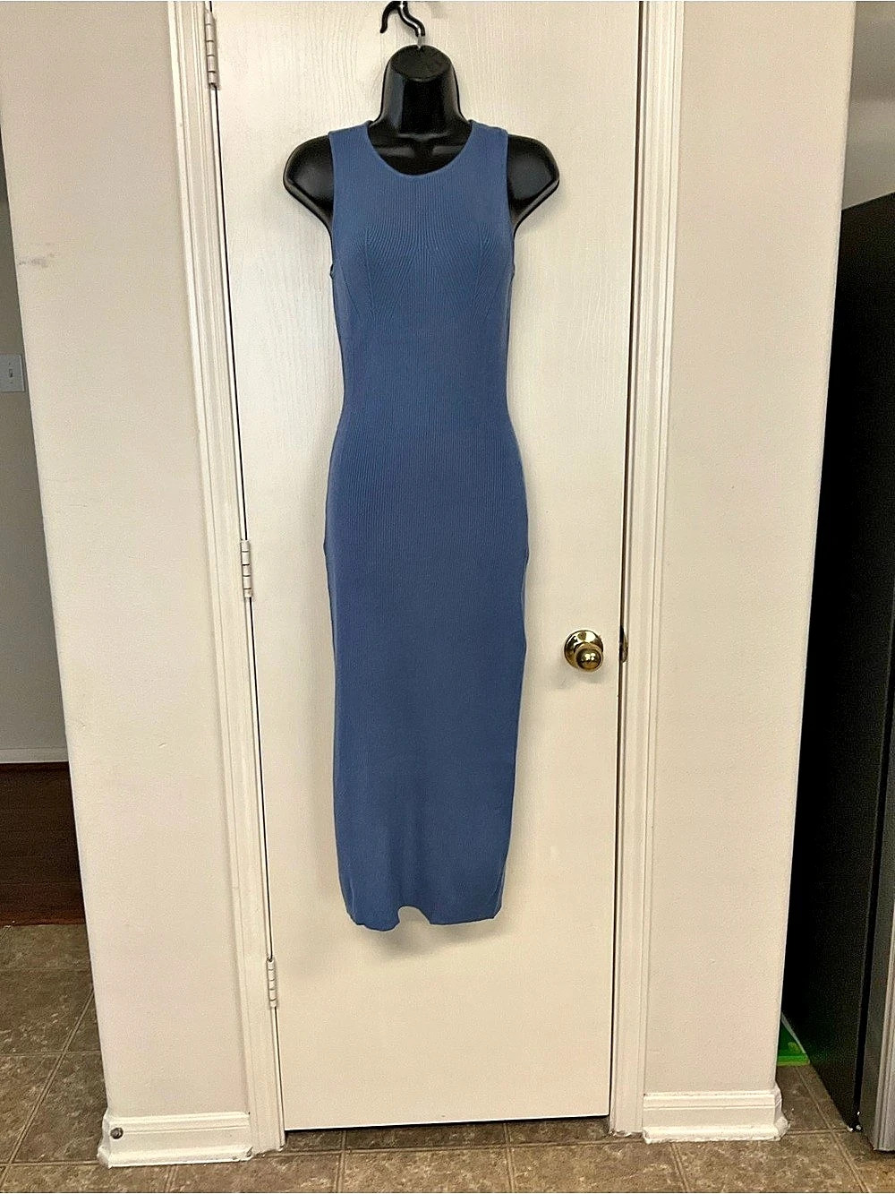 HAEOF Ribbed Maxi Dress in Blue Size Medium NWT